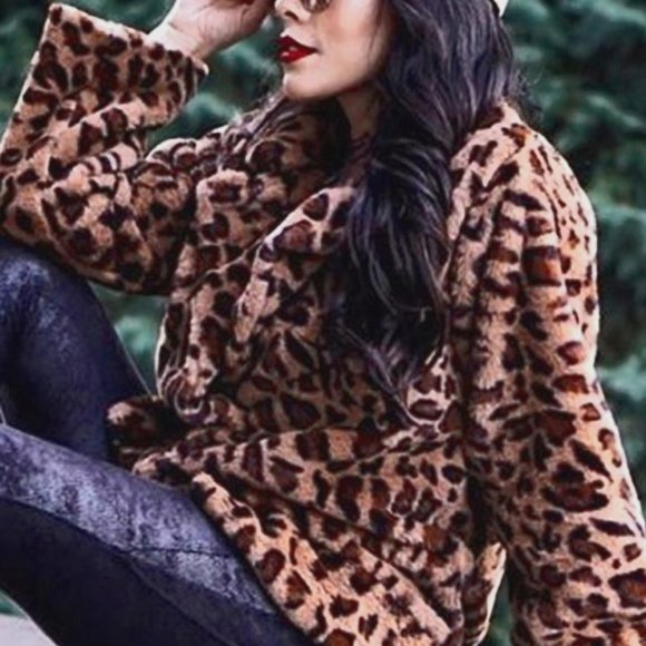 Glamour Girl Leopard Print Faux Fur Teddy Coat - Picture 3 of 14